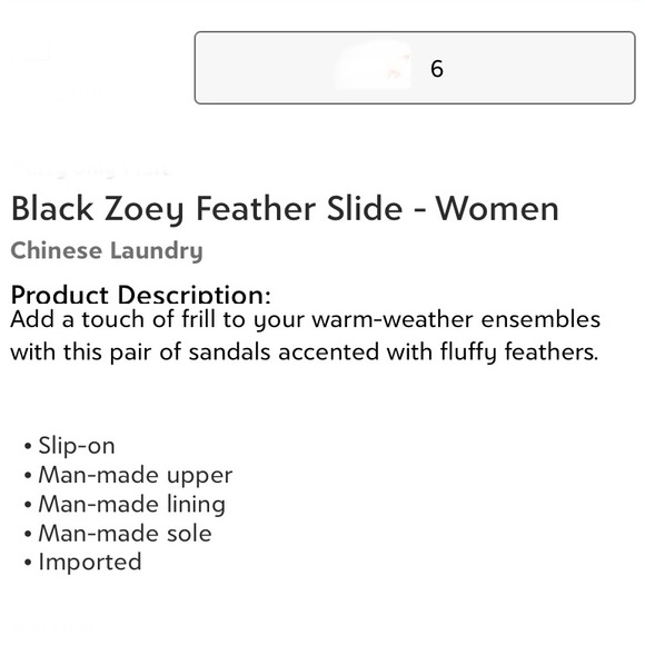 Chinese Laundry Black Zoey Feather Slide Women’s Size 6 New in Box - Picture 4 of 4